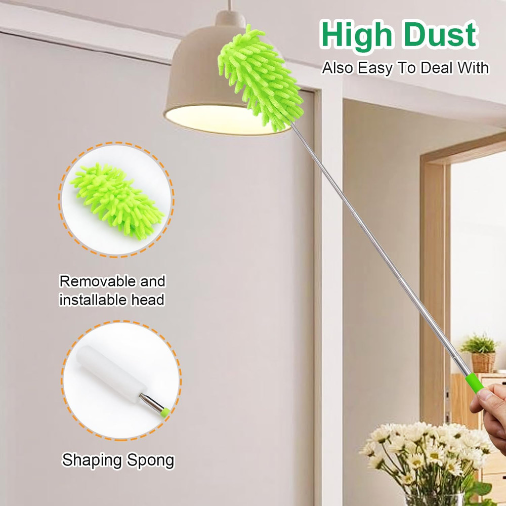 2 Pack Extendable Microfiber Feather Duster for Cleaning, Washable Dusters