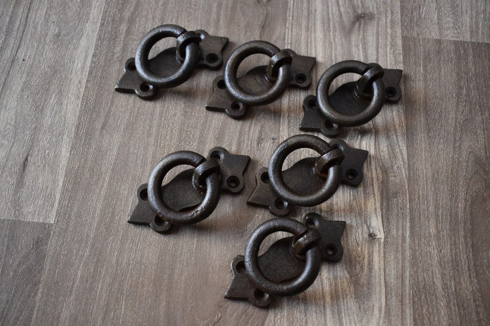VINTAGE Handforged chest door KNOCKER ring Pull drop handle knob 6 pic