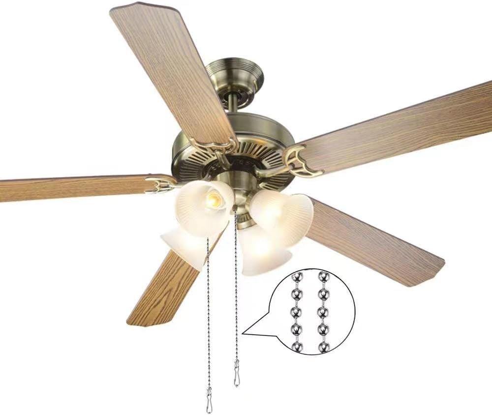 2 Pack Pull Chain String Extension with Connector for Ceiling Fan Silver