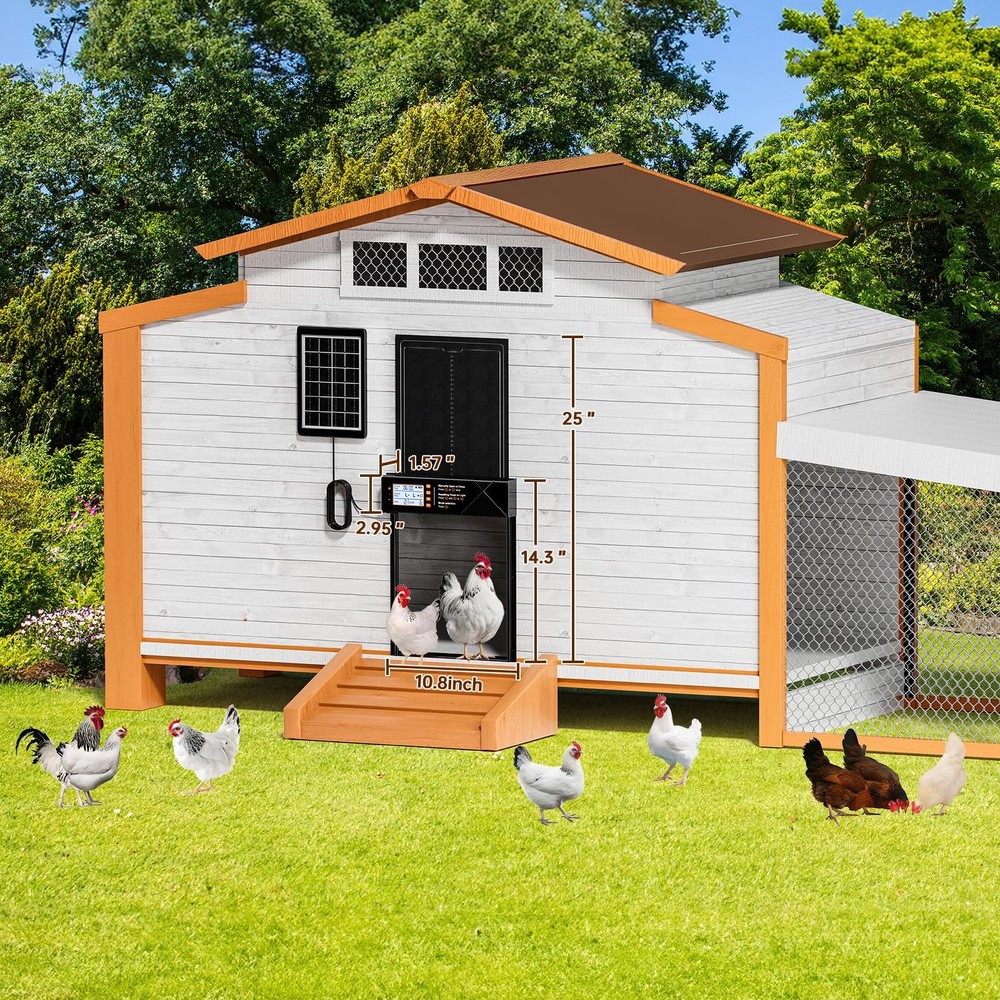 Automatic Solar Powered XL Chicken Coop Door - 4 Modes, Timer, Light Sensor, Rem