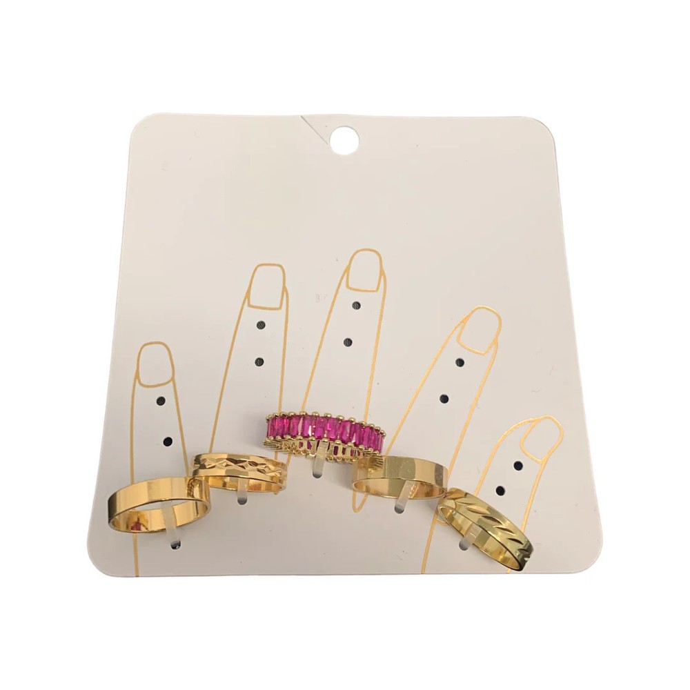Pink 5 Pack Multi Ring Set