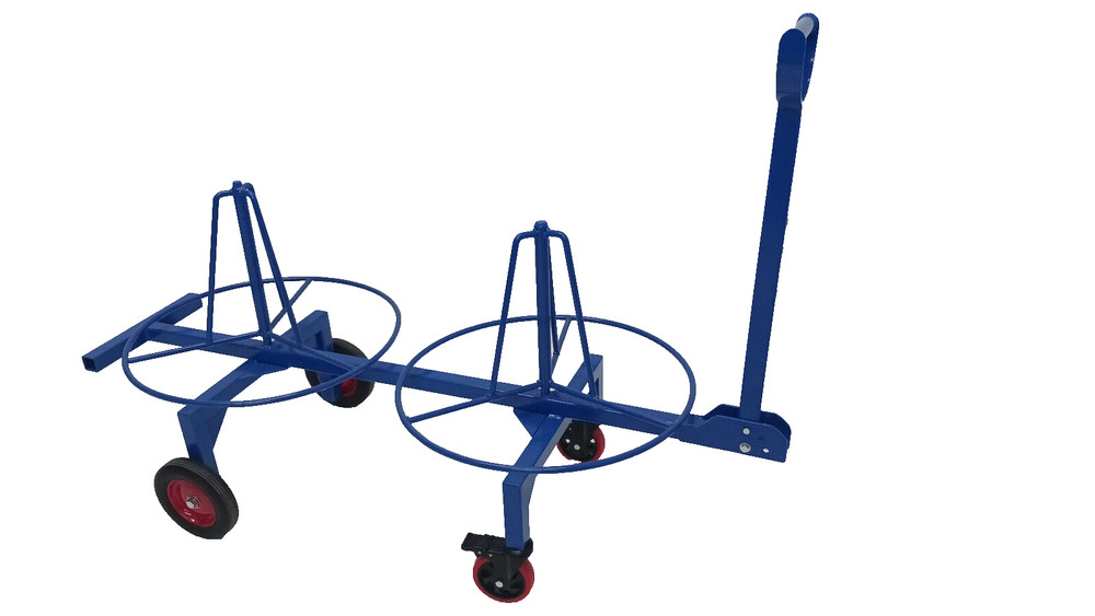 Portable Cable Dispenser, Double Spool Cart with three position handle