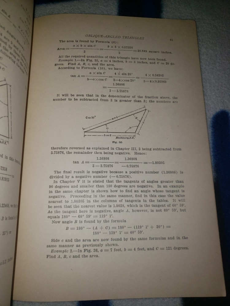 1910 Machinery's Reference #54 Solution Of Triangles Part 1 Guide