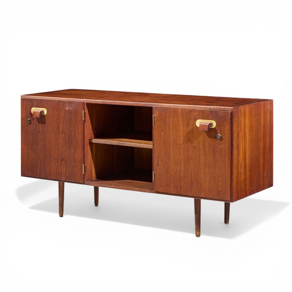Jens Risom Mid Century Walnut and Brass Credenza