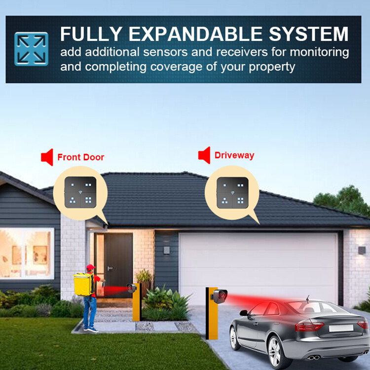 Wireless Solar Driveway Alarm Sensor Security System Receiver+Sensor Plug&Play