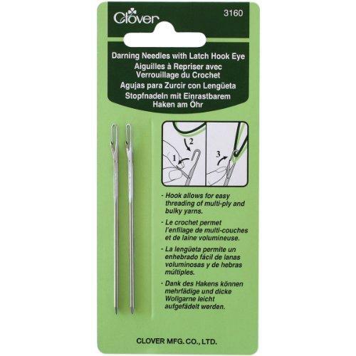 CLOVER 3160 Darning Needles with Latch Hook, Eye, 2-Piece