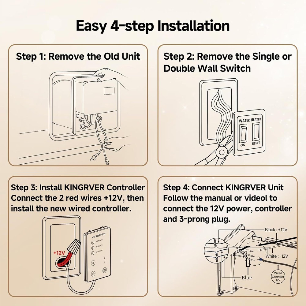 KINGRVER 6 Gallon RV Gas/Electric Water Heater Built-in Anode Rod W/Controller