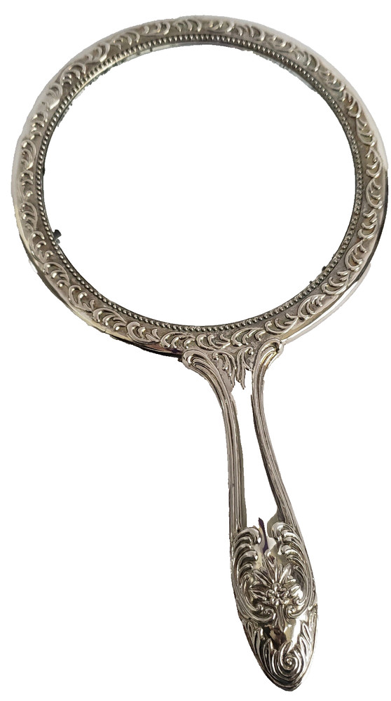 Hand Held Mirror Silver Plated Vintage