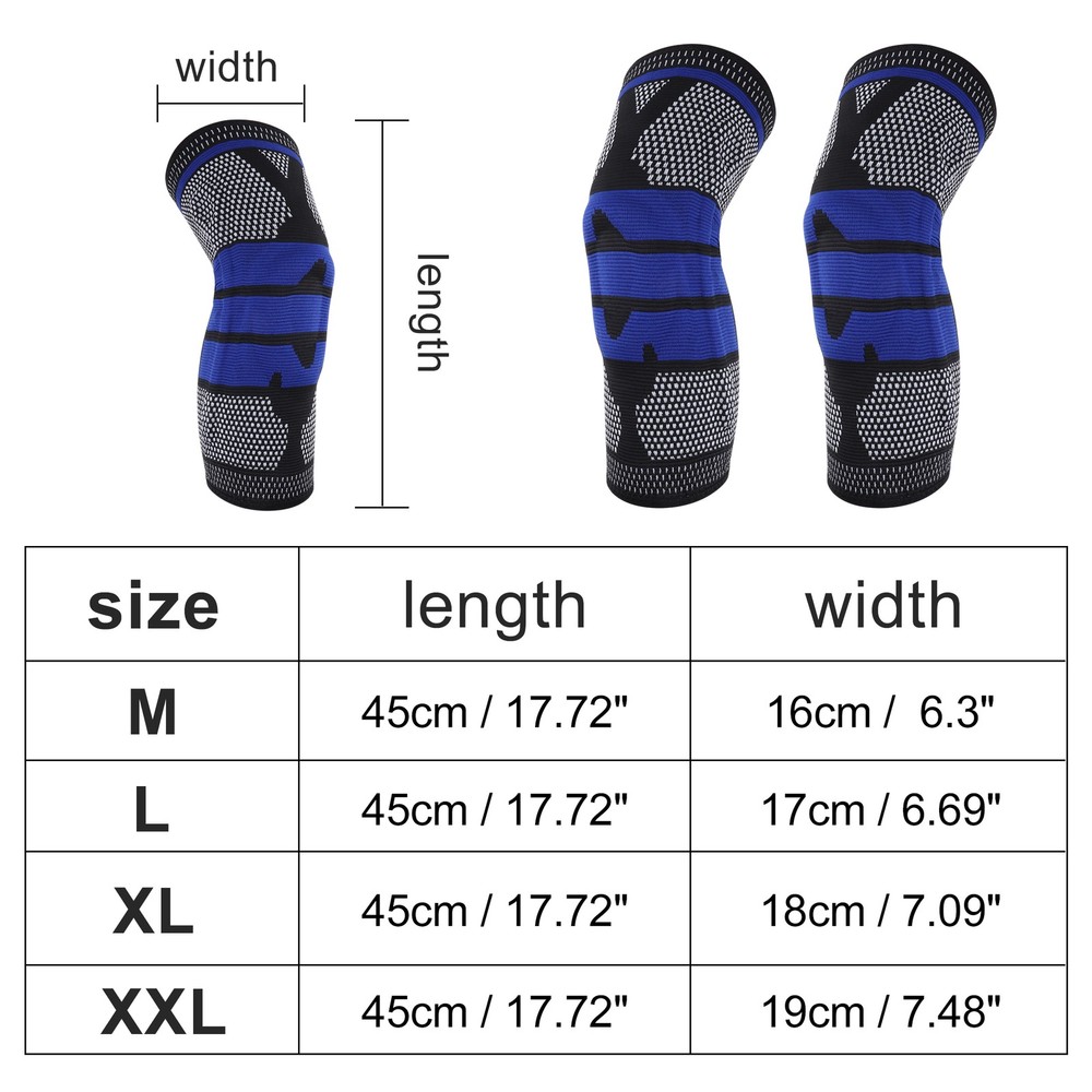 Horizontal Stripes Knee Pads Large Black Blue 1 Pc