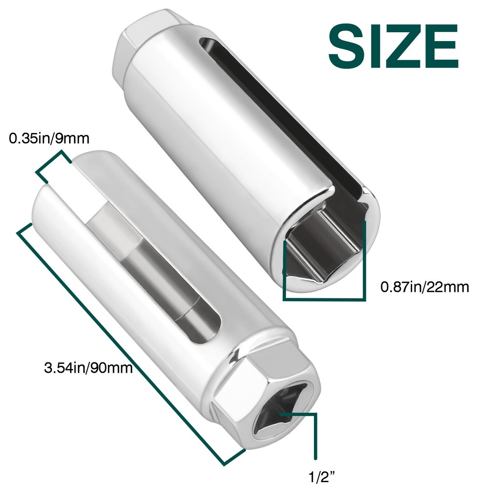 7/8'' 22mm O2 Oxygen Sensor Socket Wrench 1/2" Driver Offset Remover Socket Tool