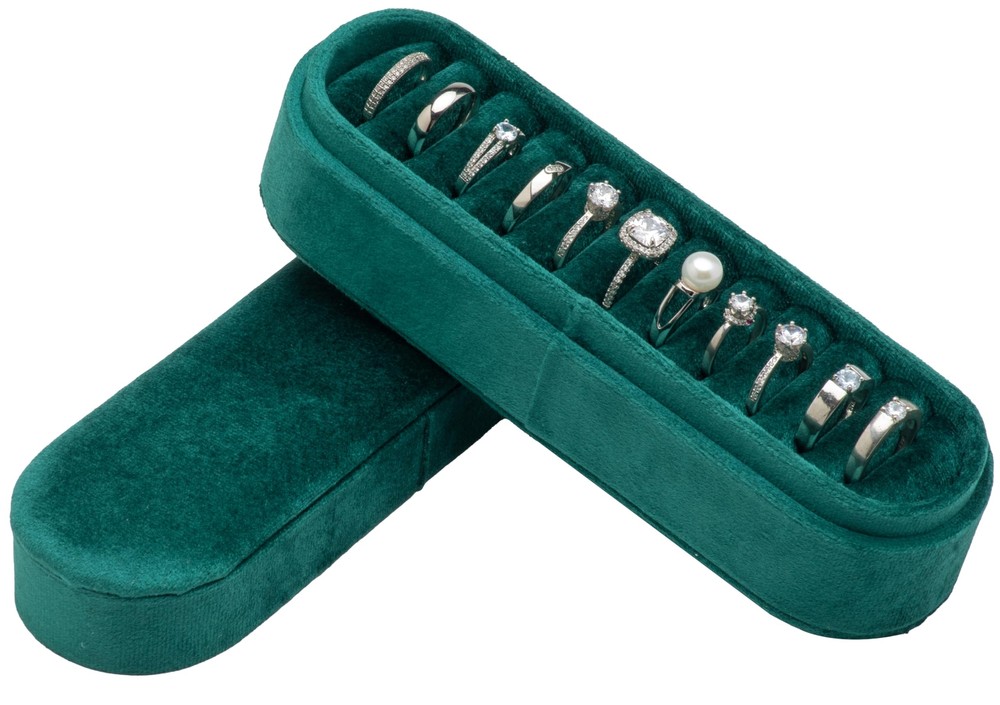 Velvet Small Multiple Ring Box Portable Organizer Display Storage Travel Case.