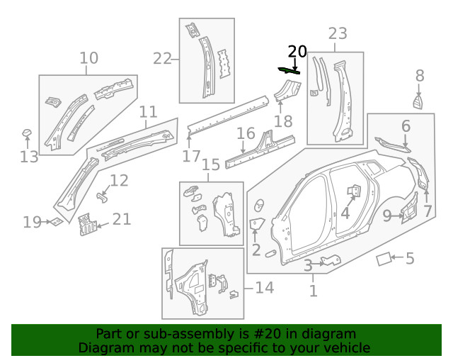 Genuine GM Driver Side Quarter Lower Outer Panel Baffle 25807319