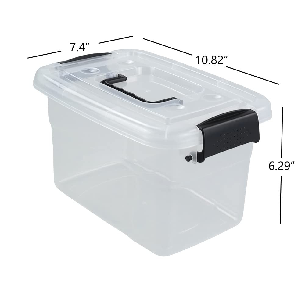 5.5 Quart Clear Small Plastic Storage Box, Latch Storage Bin, 6 Packs