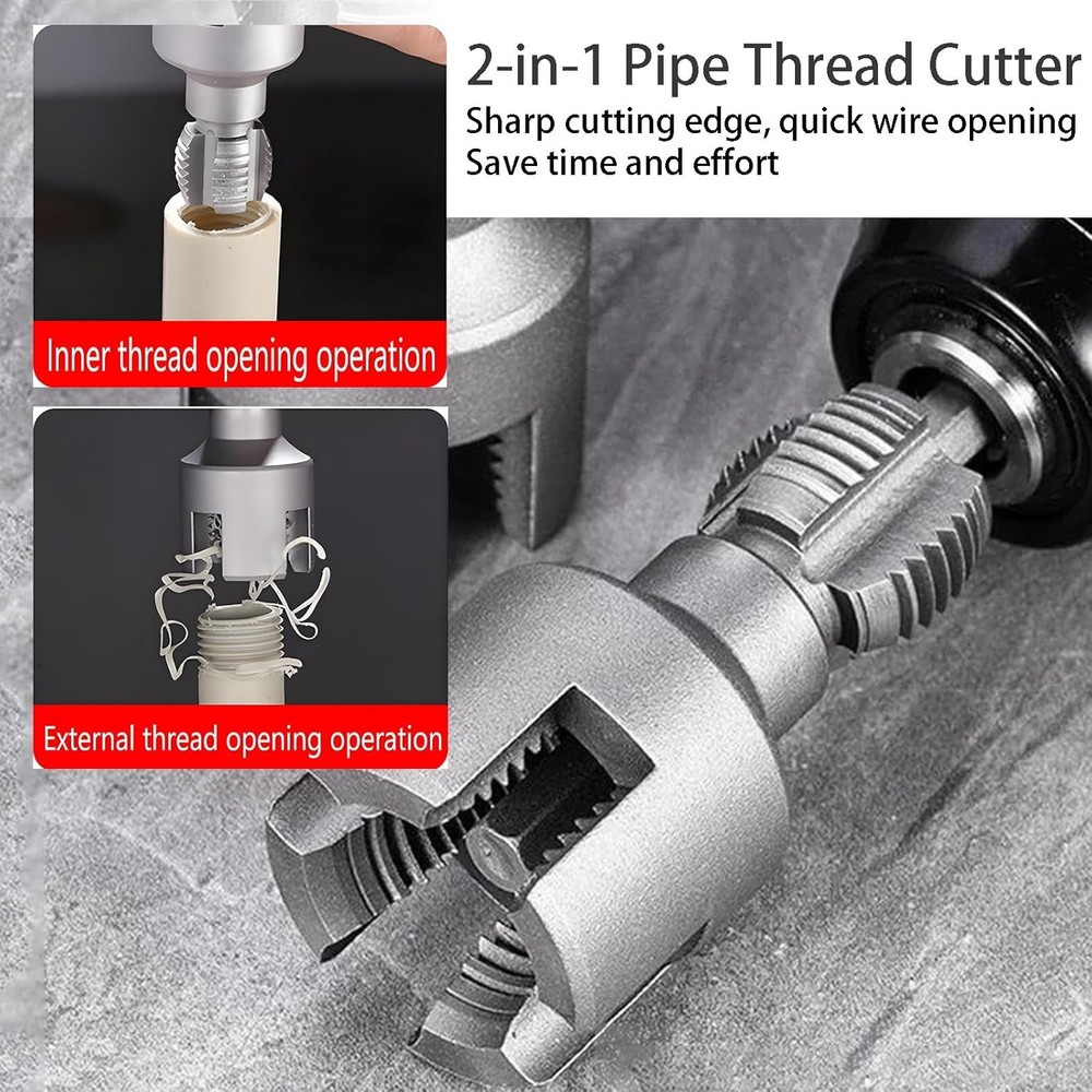 2Pcs Integrated Internal & External Pipe Threading-Tool PVC Pipe Threader Kit