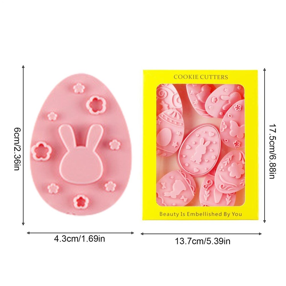 9PCSX Easter Cookie Stamp DIY Easter Bunny Egg 3D Baking Cookie Stamp Cake Mold