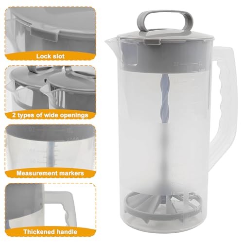1 Pack Mixing Pitcher for Drinks 2 Quart/ 64oz Plastic Water Pitcher with 1 Pcs