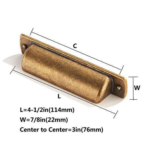 10 Pack 3" Drawer Pulls Antique Brass Cabinet Cup Pulls Kitchen Hardware Cabi...