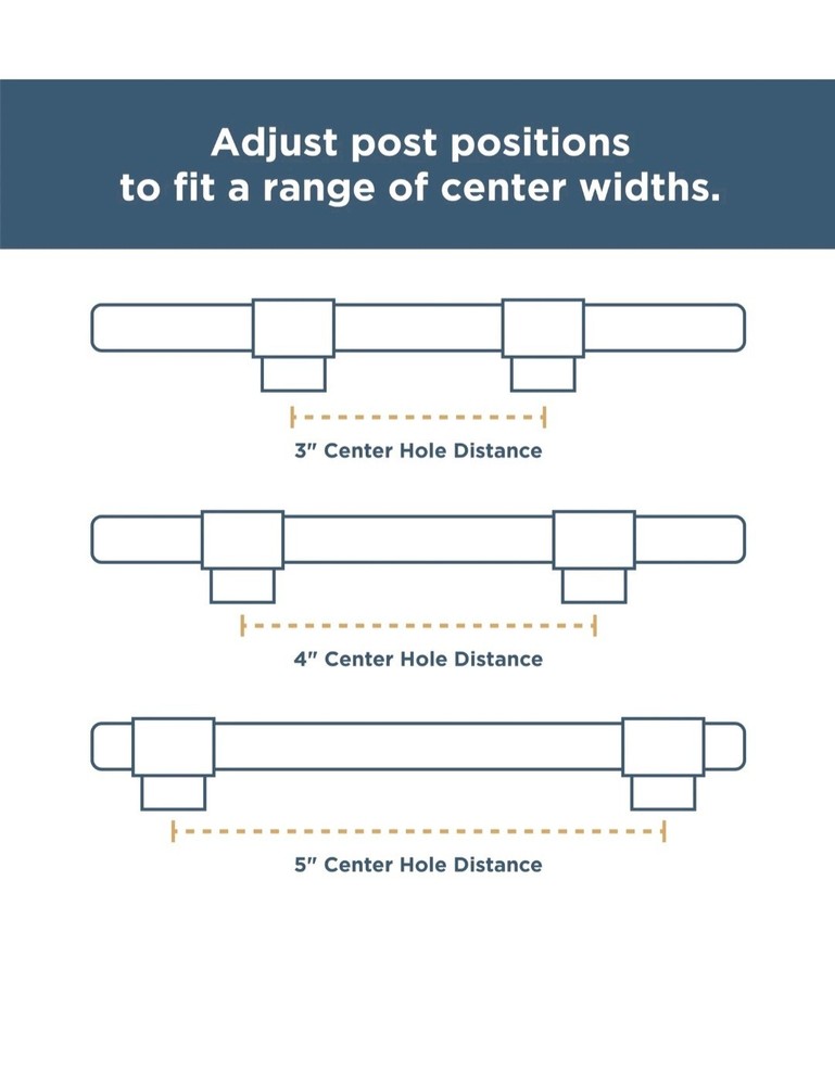 25pk Square Bar Adjusta-Pull Adjustable Modern Gold Drawer Pulls