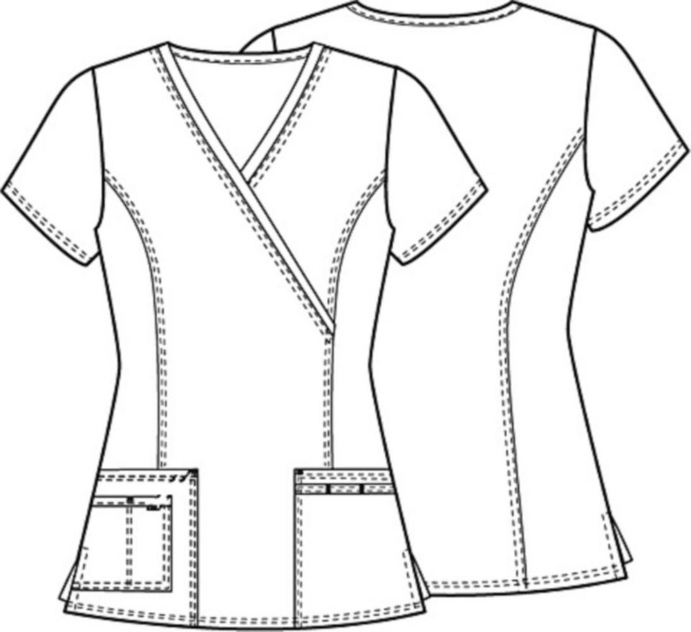Seat;e Seahawks Women's Mock Wrap Scrub Top with Front Patch Pockets