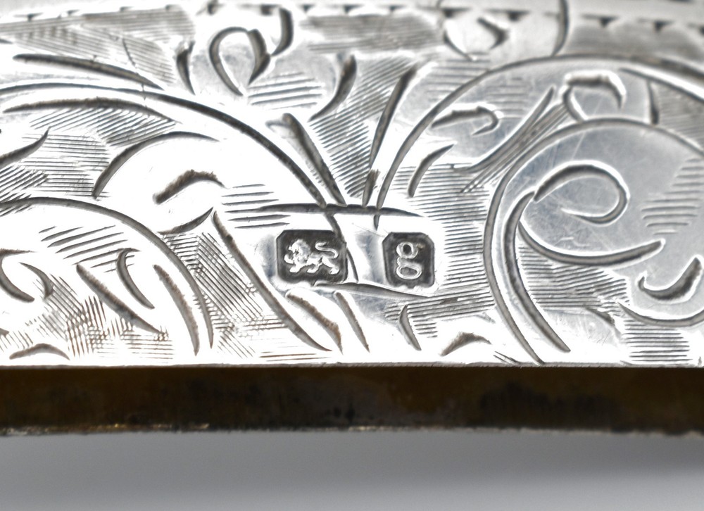 Antique Solid Silver Card Case 1906 Pattern Engraved Edwardian