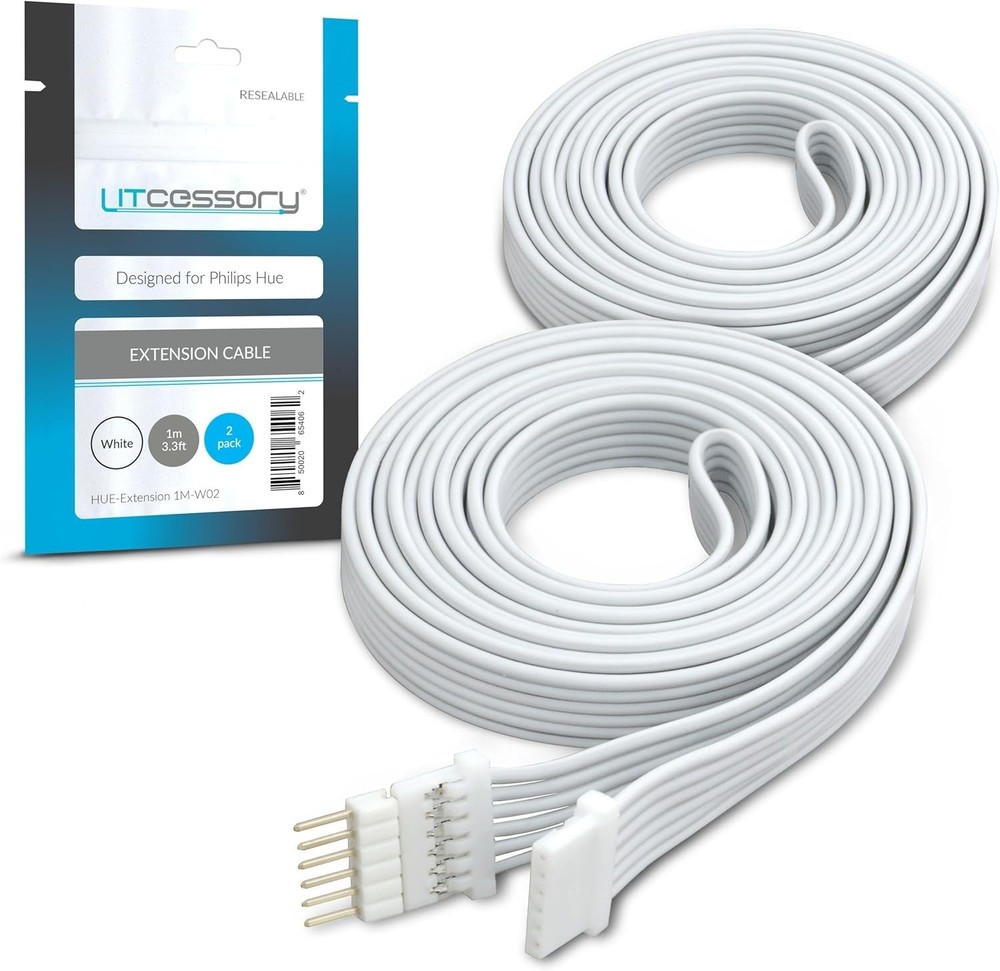 2-Pack Philips Hue 3.3ft Extension Cable - Micro 6-PIN Indoor Lighting Solution