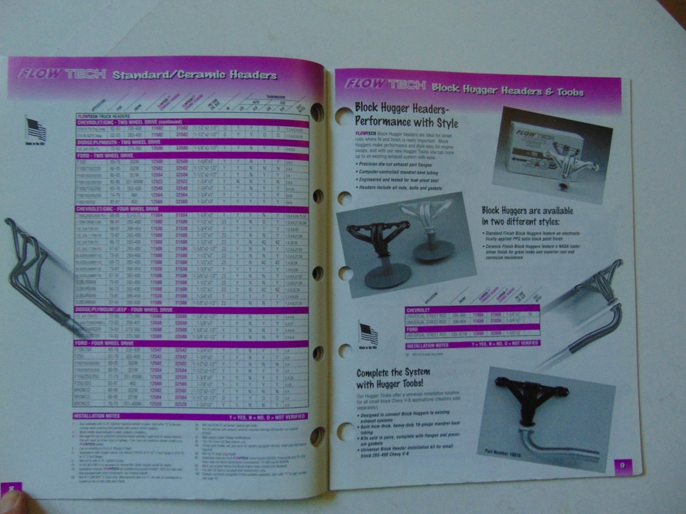 Vintage Original 1997/1998 Flowtech Performance Exhaust Application Catalog