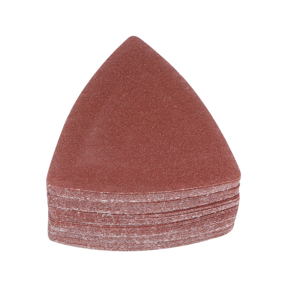 60pcs 120 Grits 80mm Aluminum Oxide Triangular Hook & Loop Sandpapers Pads
