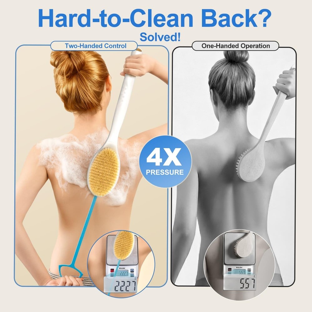 ® Extendable Back Scrubber (17.5"-31.9"), Dual-Sided Long Handle Shower Brush...