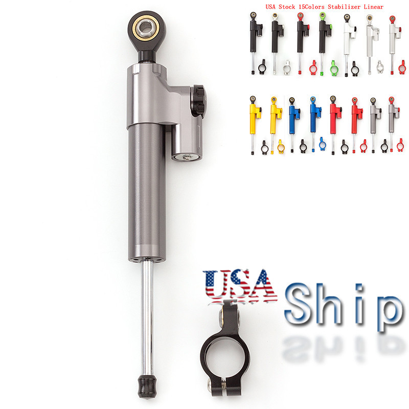 CNC Universal Motorcycles Steering Stabilizer Damper Linear Control Safety Grey