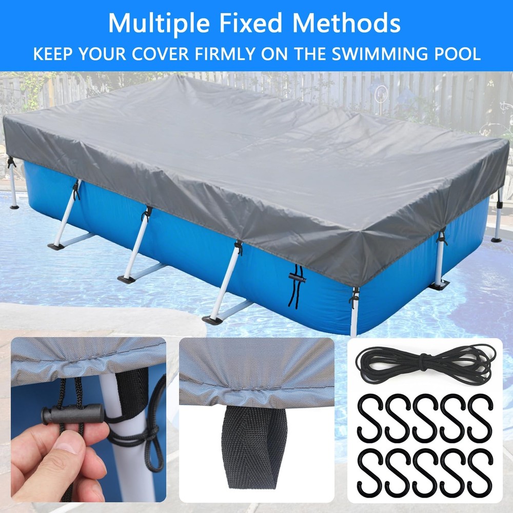 118 x 78 inch Rectangle Pool Cover 9.8 x 6.5 ft Rectangular Frame Pool Covers...