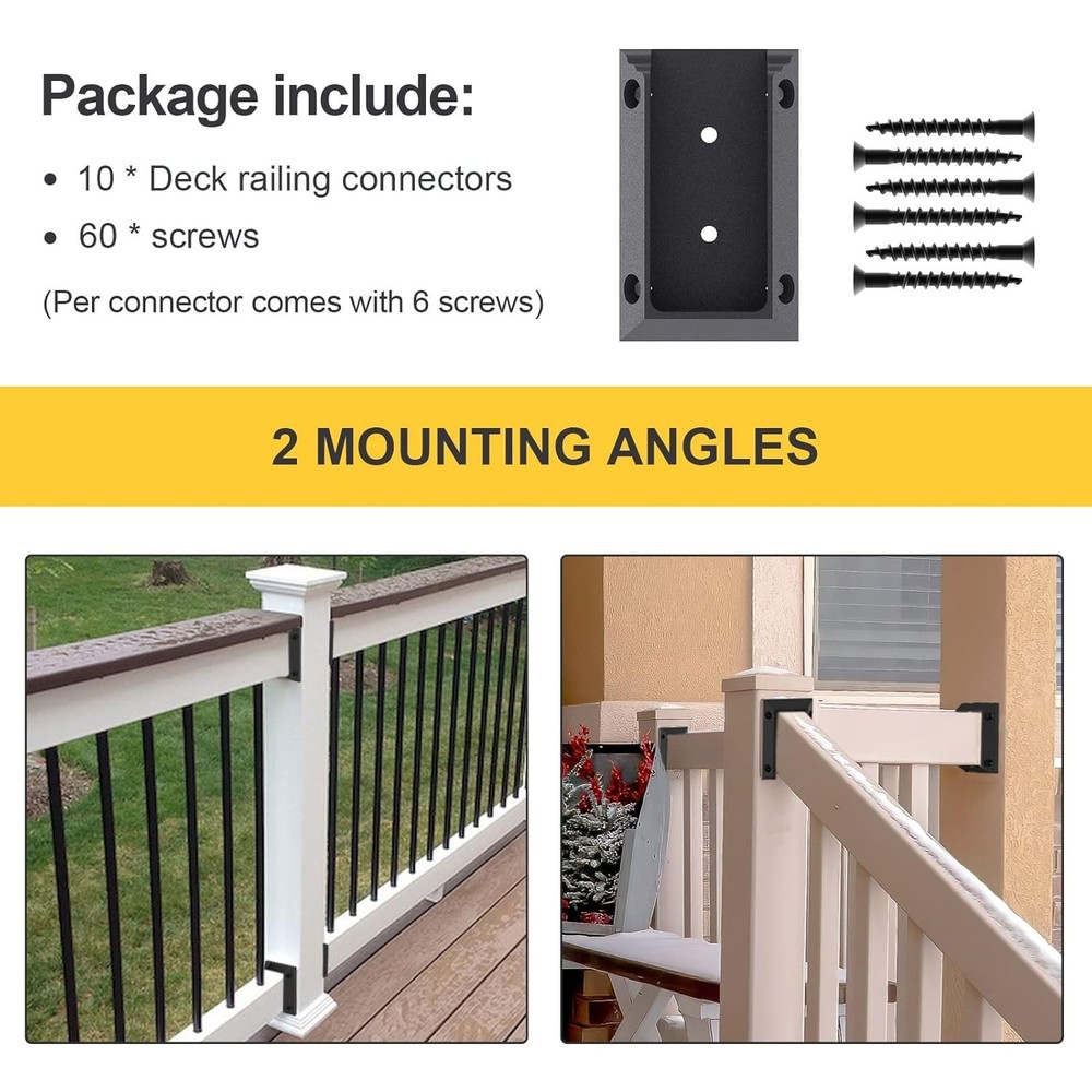 Multi-Angle Deck Railing Bracket Set for 2x4 Wood Posts - Quick Installation