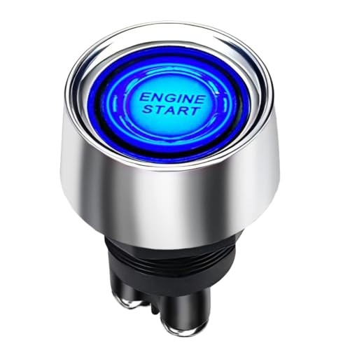 Start Switch 12v DC 50A Car Start Engine Button Stater， Push Button Light Blue
