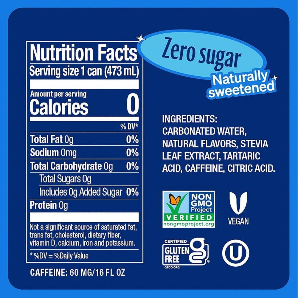 12 Pack Zero Calorie Vanilla Cola Cans - Perfect for Hydration & Refreshment