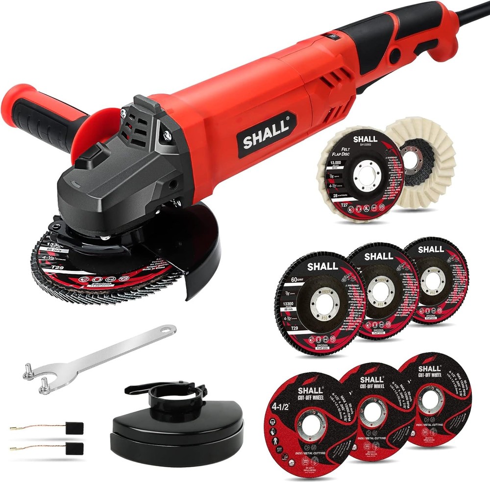 Angle Grinder Tool 7.5Amp 4-1/2 Inch, 6-Variable-Speed Grinders Power Tools, Ele