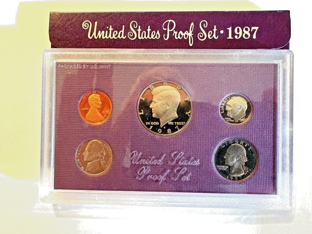 1987 S US Mint 5 Coin Proof Set Original Box