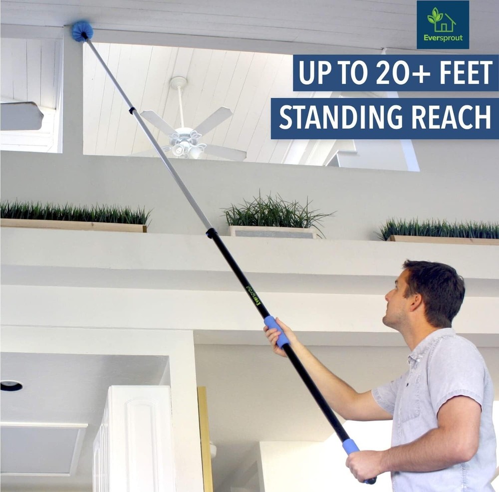 Effortless 3-Stage Cobweb Duster with Telescoping Pole – Hand-Packaged Quality