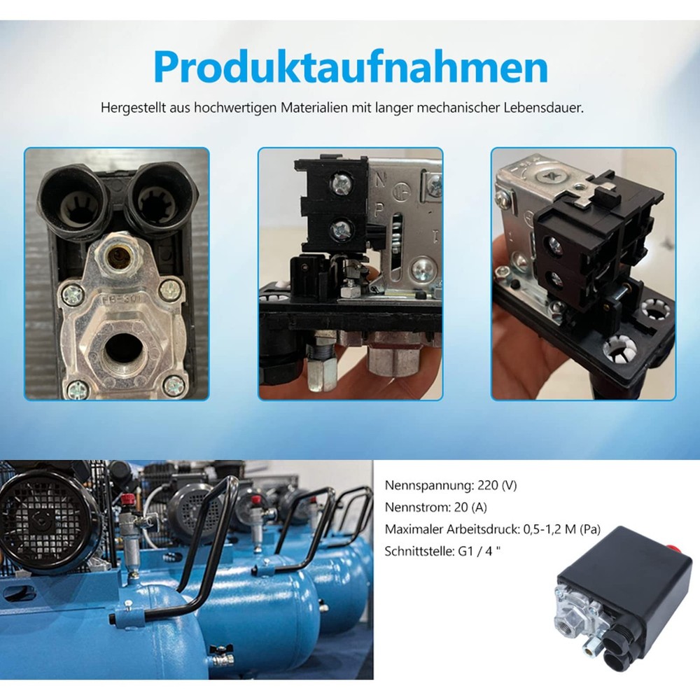 Air Compressor Pressure Switch, Single Hole Central Pneumatic Air Compressor ...