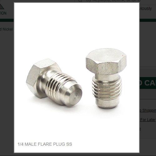 1/4 MALE FLARE PLUG SS # 3033
