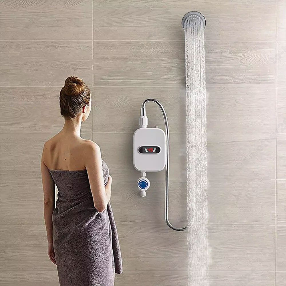 Instant Hot Electric Water Heater Bathroom Shower Tankless Hot Water System Set