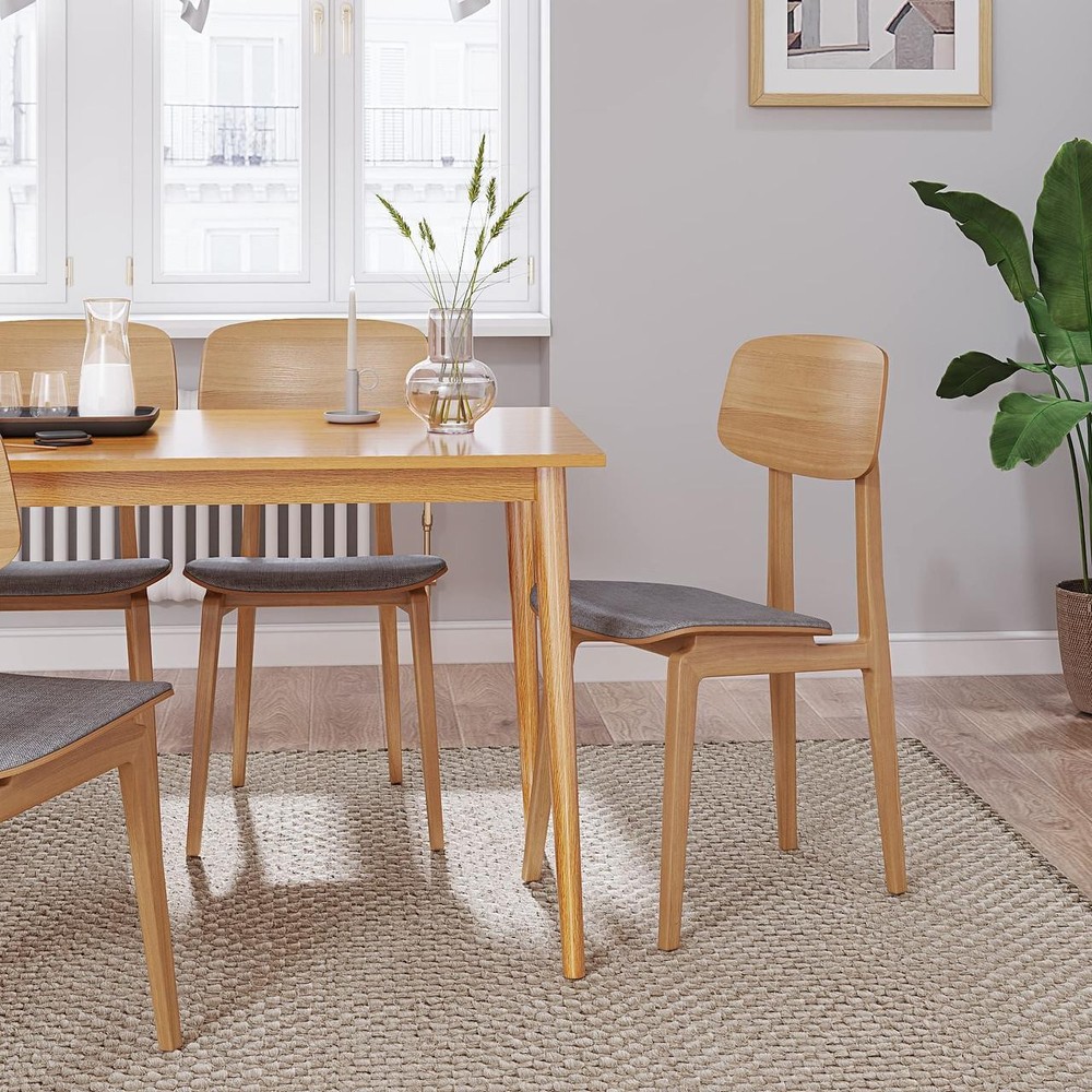 Panana Modern Dining Table 47 Inch Kitchen Table with Solid Wood Leg Oak