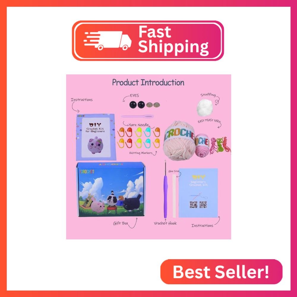 Crochet Kit for Beginners, Crochet Kit with Step-by-Step Video Tutorials, Beginn