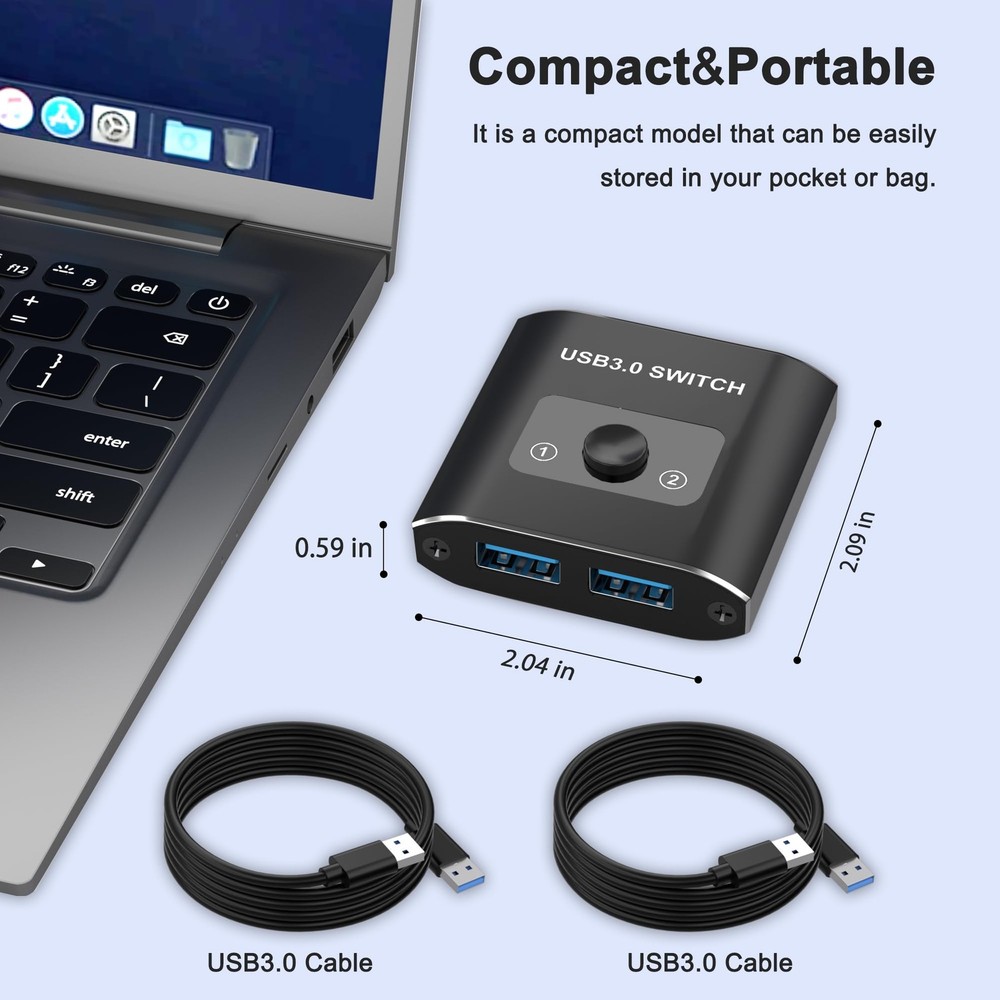 USB Switch, BiDirectional USB 3.0 Switch 2 in 1 Out/ 1 in 2 Out, USB Switcher...
