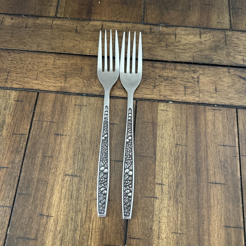 a. 2 DINNER FORKS - REGENT - HARVEST PAGEANT - FLATWARE - JAPAN *