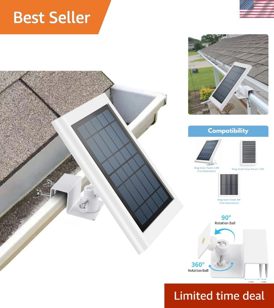 360-Degree Adjustable Mount Bracket for Ring Solar Panels - Weatherproof Design