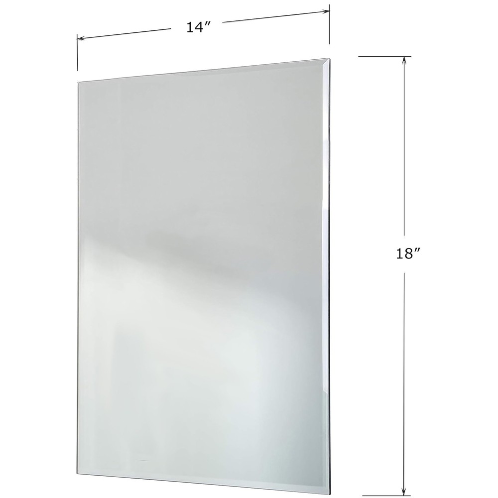 14" x 18" Decorative Frameless Beveled Edge Wall Hanging Mirror, Rectangular