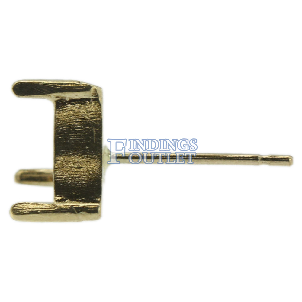 14k Yellow Gold Triangle Stud Earring Mounting Setting Push Back Post 3 Prong