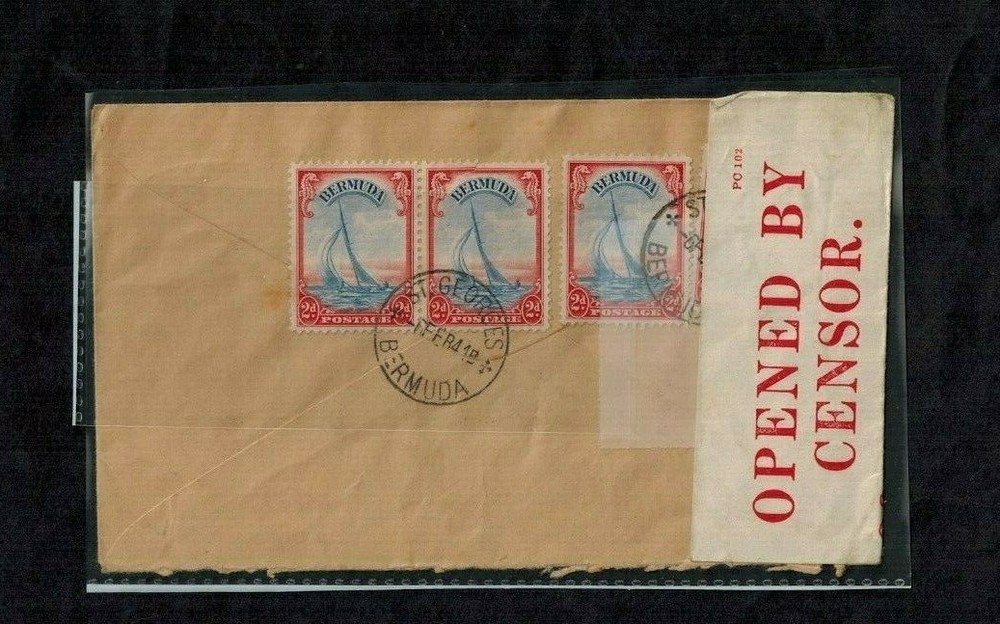 Bermuda WWII Censor Cover C22 Red Censor #86