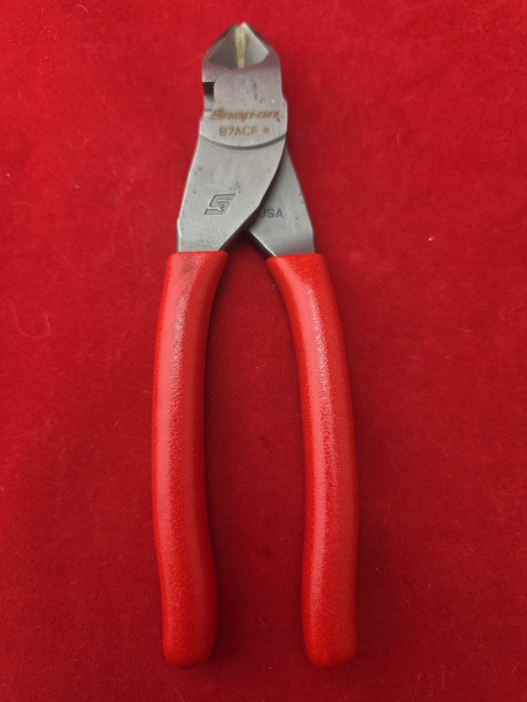 Snap-On Tools RED Soft Grip 7" VECTOR EDGE Diagonal Cutter 87ACF USA