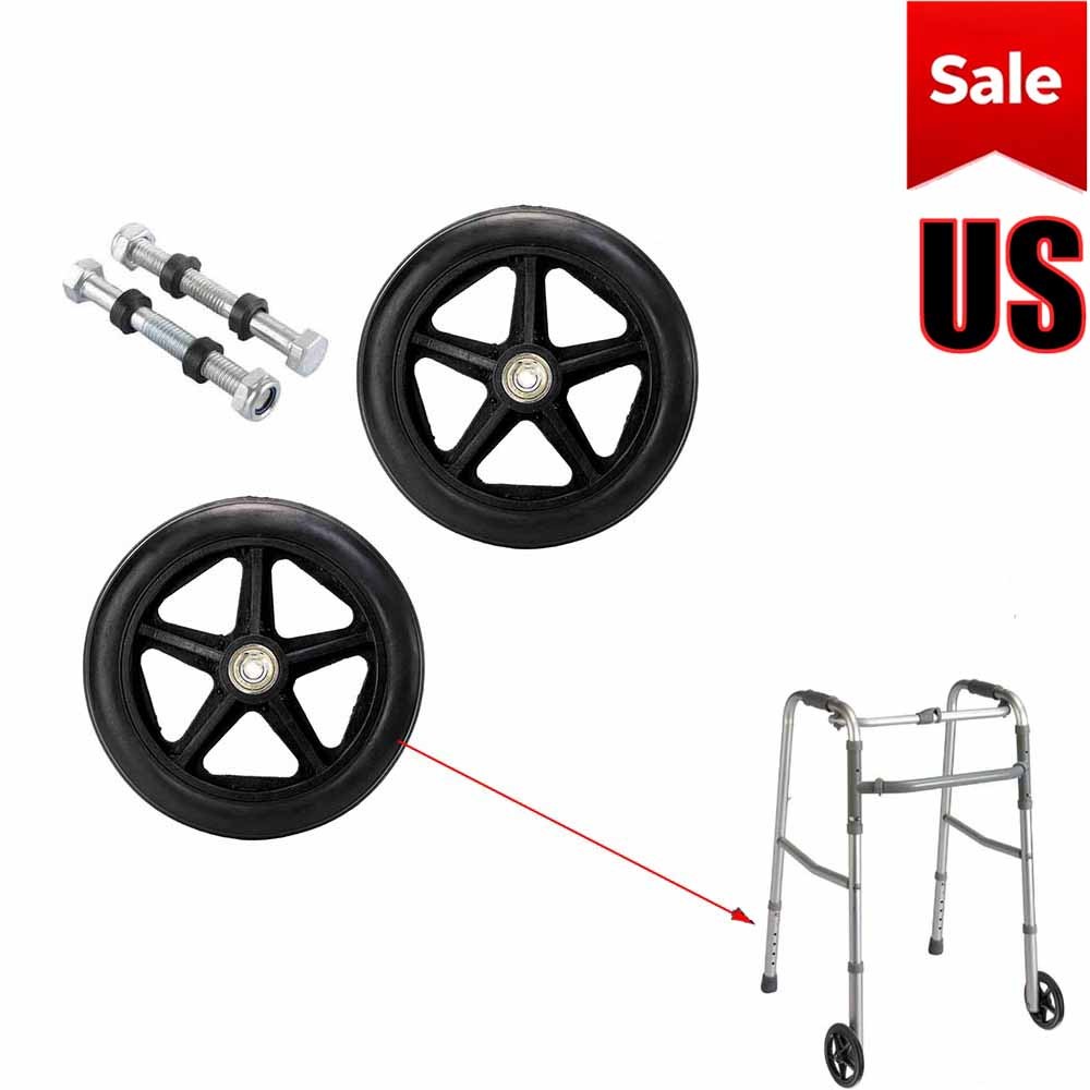 6" Wheel Solid Front Caster with Axles For Wheelchair Rollator Rollator