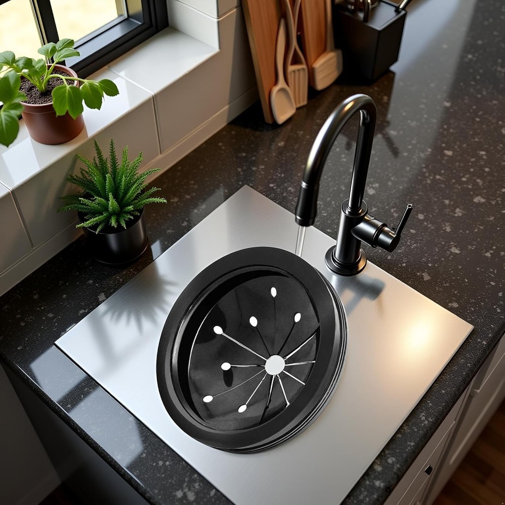 Black 3-Inch Garbage Disposal Splash Guard - Kitchen Sink Baffle Covers for Whir